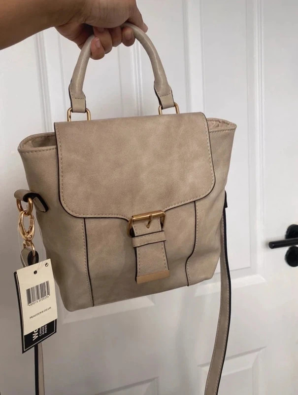 adorable grey/ beige side bag with handle rrp £12 peacocks new see description