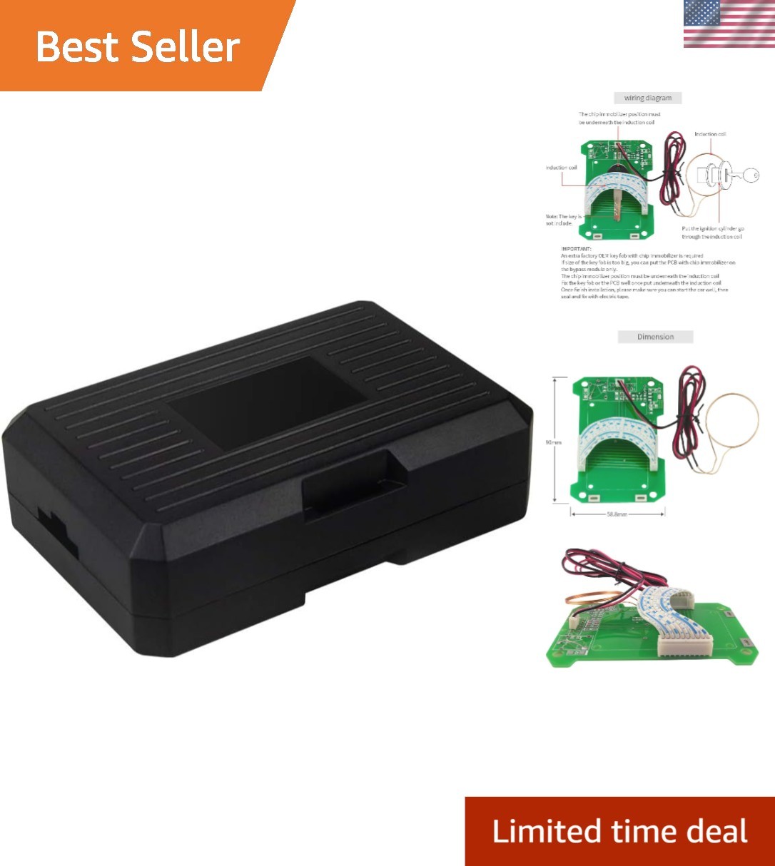 Universal Chip Immobilizer Bypass Module for Remote Start – Fits 33mm Cylinders