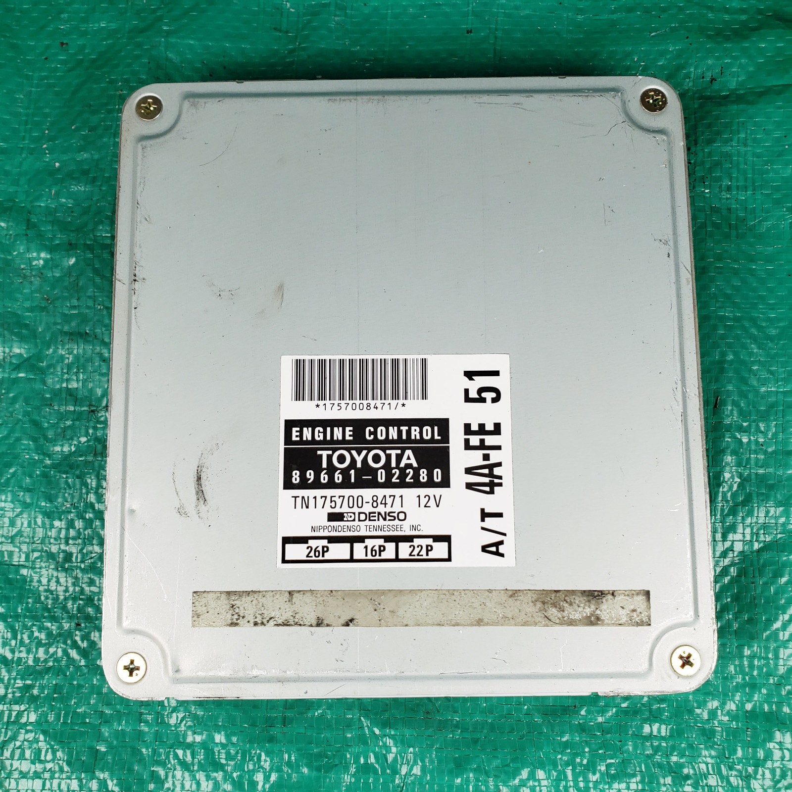 96 97 Toyota Corolla AT ECU 89661-02280 ECM PCM Engine Control Module Computer