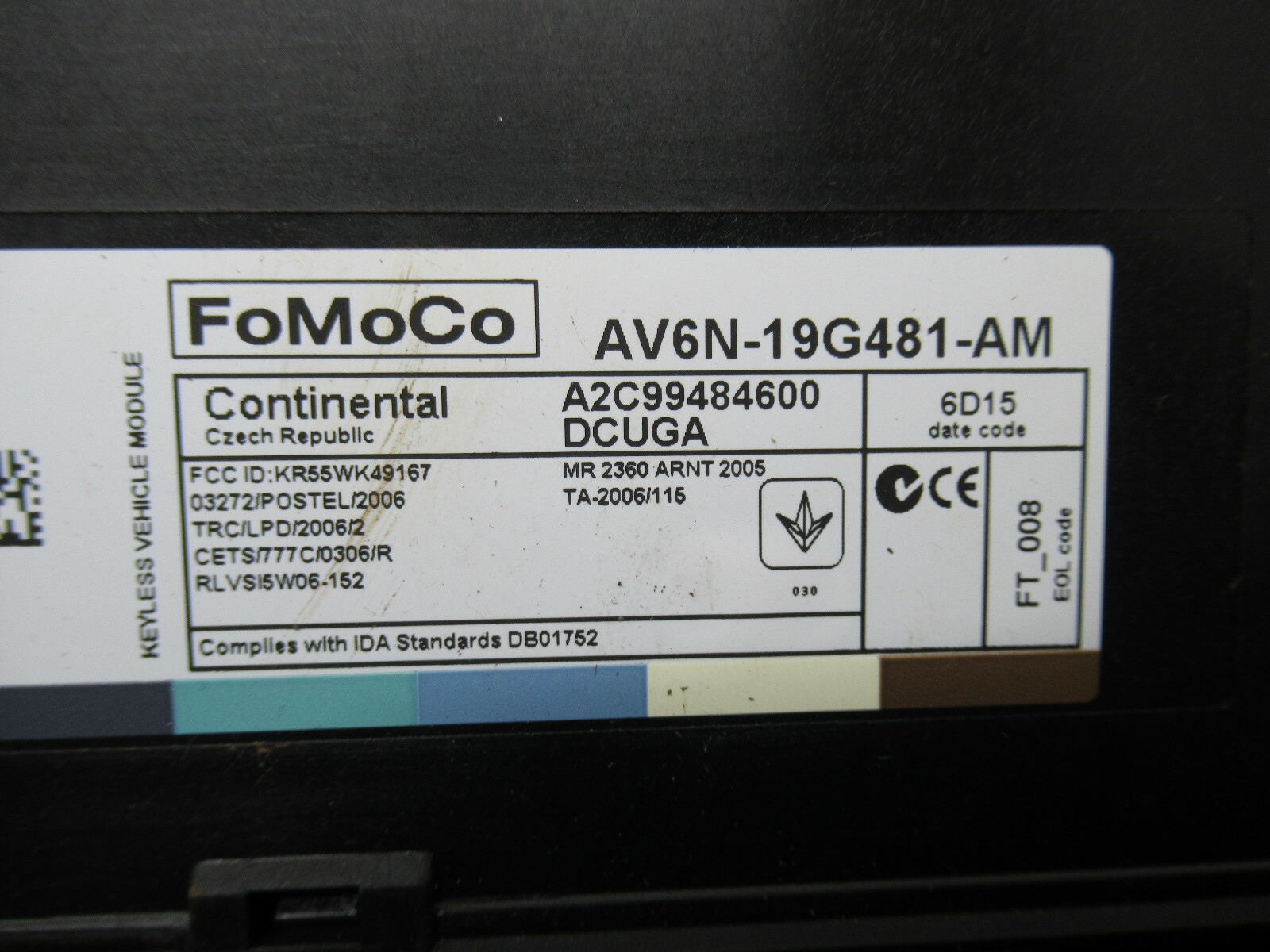 2016 FORD KUGA CENTRAL LOCKING CONTROL MODULE AV6N-19G481-AM REF7823