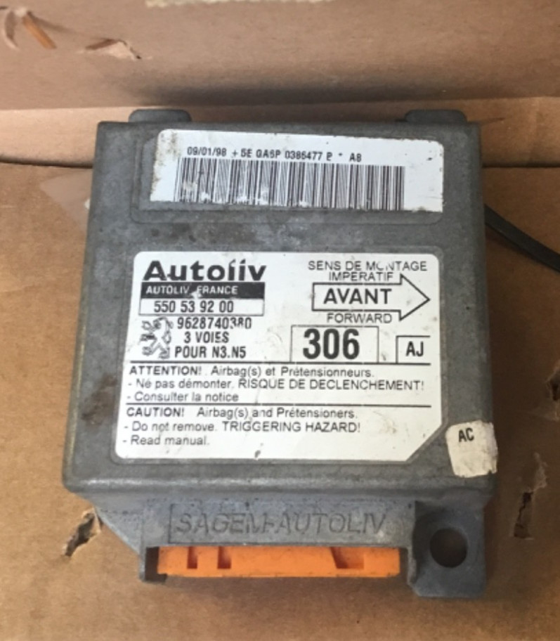 PEUGEOT 306 1996-1999 MK2 SRS ECU MODULE 550539200 AJ