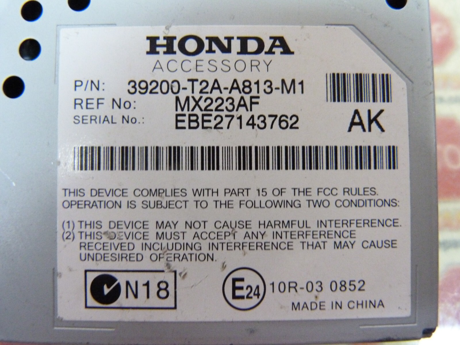 13-17 HONDA ACCORD SEDAN 2.4L ACTIVE NOISE BODY CONTROL MODULE 39200-T2A-A81 OEM
