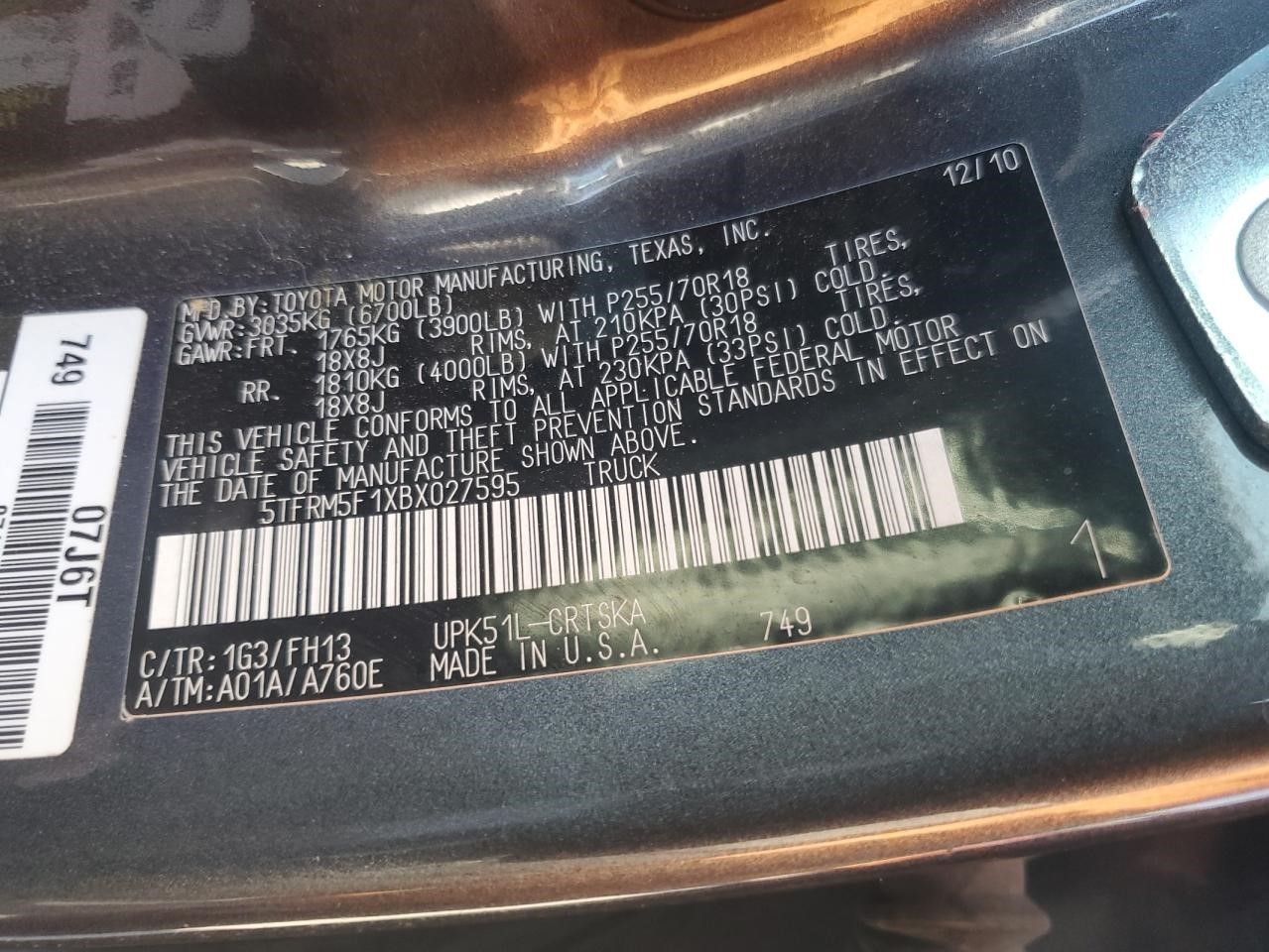 Used Engine Control Module (ECM) fits: 2011 Toyota Tundra Air and Fuel Control e