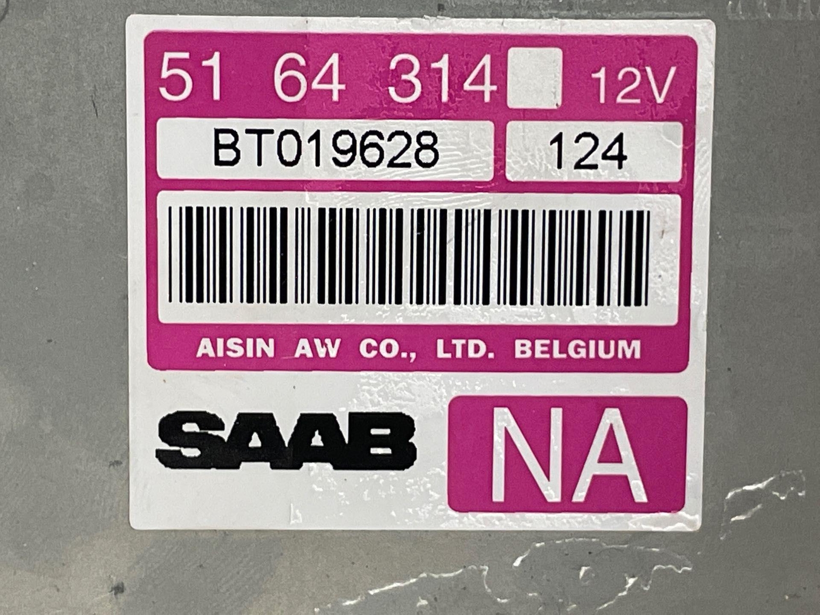 2002 SAAB 9-3 2.0T TRANSMISSION COMPUTER CONTROL MODULE 5164314 BT019628 01 03