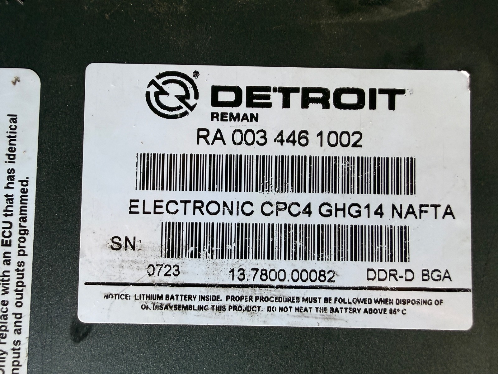 USED CONTINENTAL CPC4 CAB CONTROL MODULE P/N A0034461002 EPA13 FREIGHTLINER