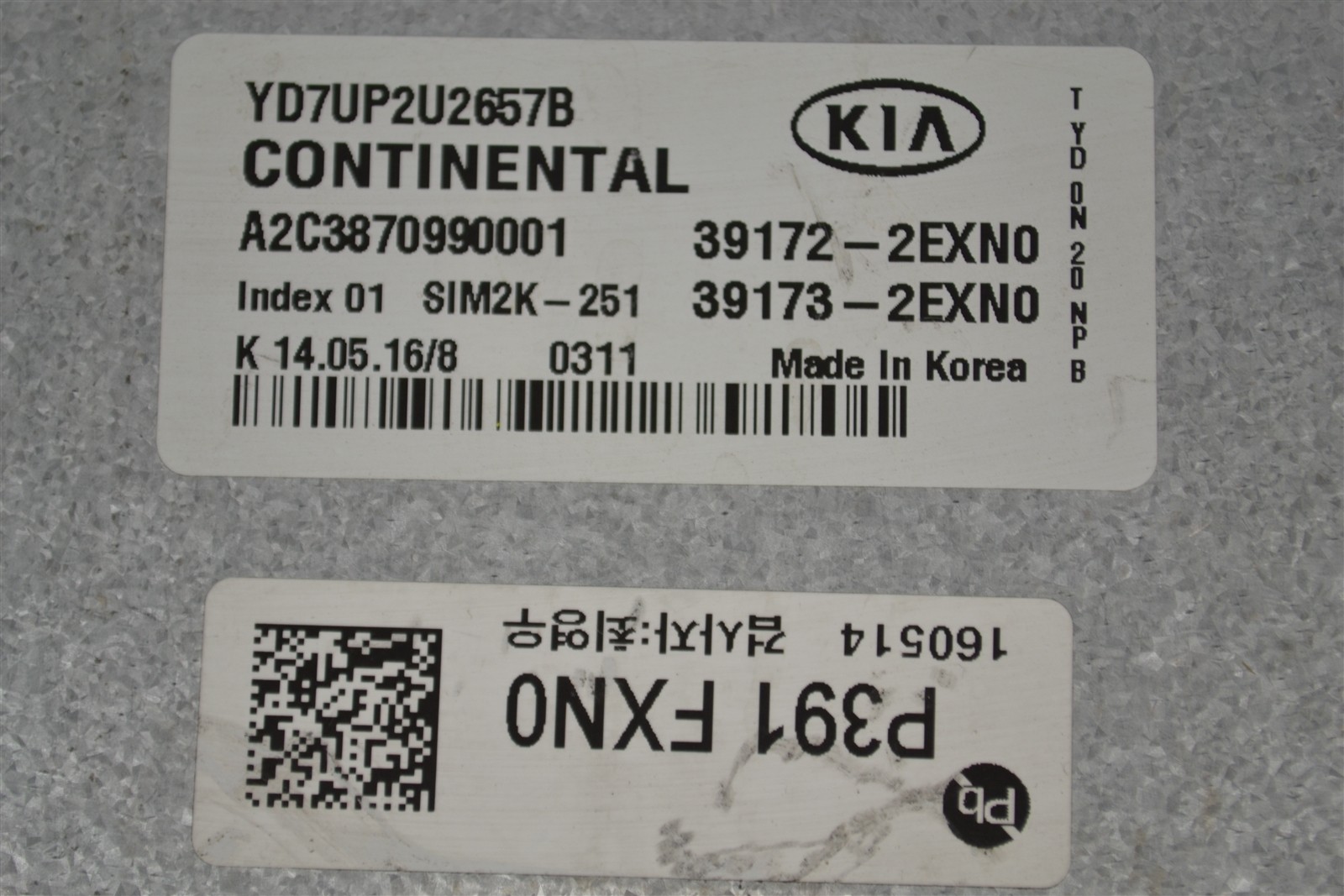 391722EXN0 KIA FORTE 2017-18 Engine Control Unit ECU ECM Module OEM 3N7 502 B9