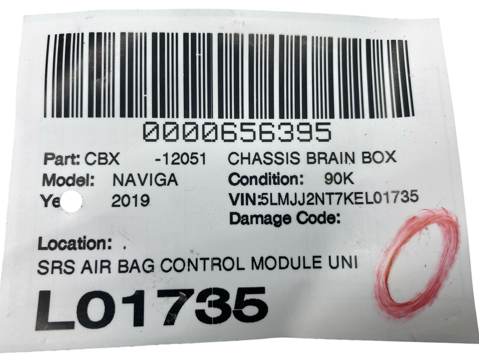 2018 – 2021 LINCOLN NAVIGATOR OEM AIR SRS BAG CONTROL MODULE UNIT JL1T-14B321-CA