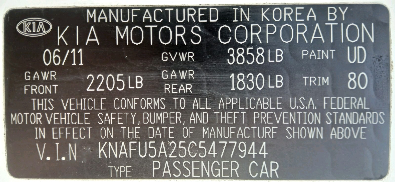 2012 Kia Forte SRS Control Module Used OEM *Requires Programming*