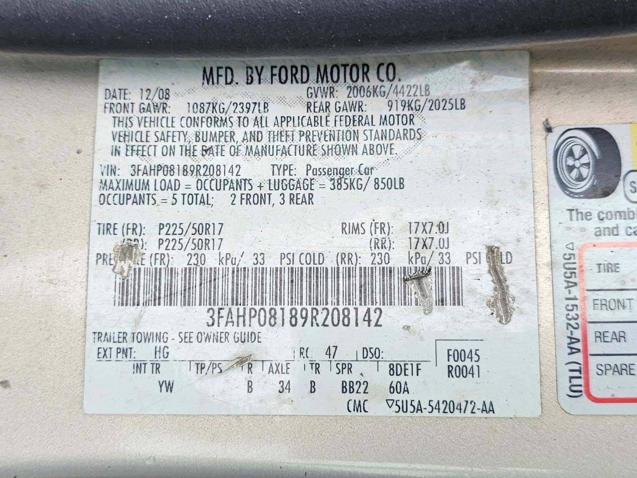Engine ECM Electronic Control Module 3.0L Automatic Fits 08-09 FUSION 2566506