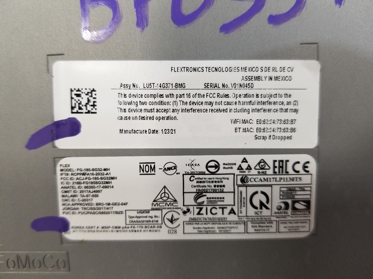 21 2021 FORD RANGER SXT SYNC CONTROL MODULE LB3T14G370NBK