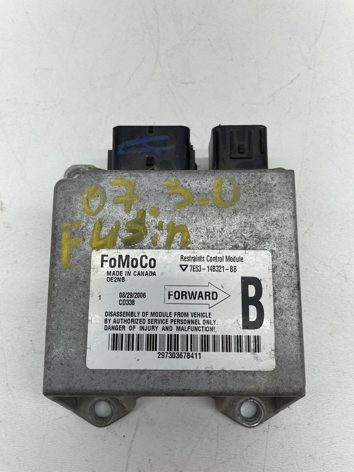 06-08 FORD FUSION Bag Control Module 7E5314B321BB OEM !!UNKNOWN DEPLOYEDMENT!!