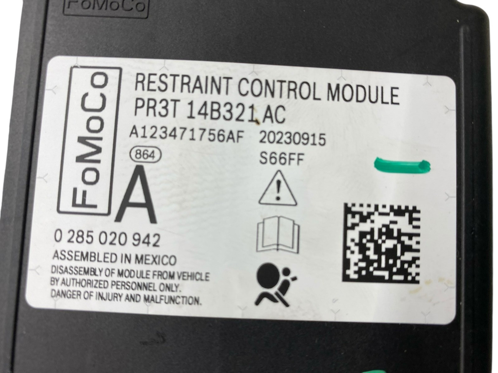 2024-2025 FORD MUSTANG AIR SRS BAG CONTROL MODULE *HAS CRASH DATA PR3T-14B321-AC