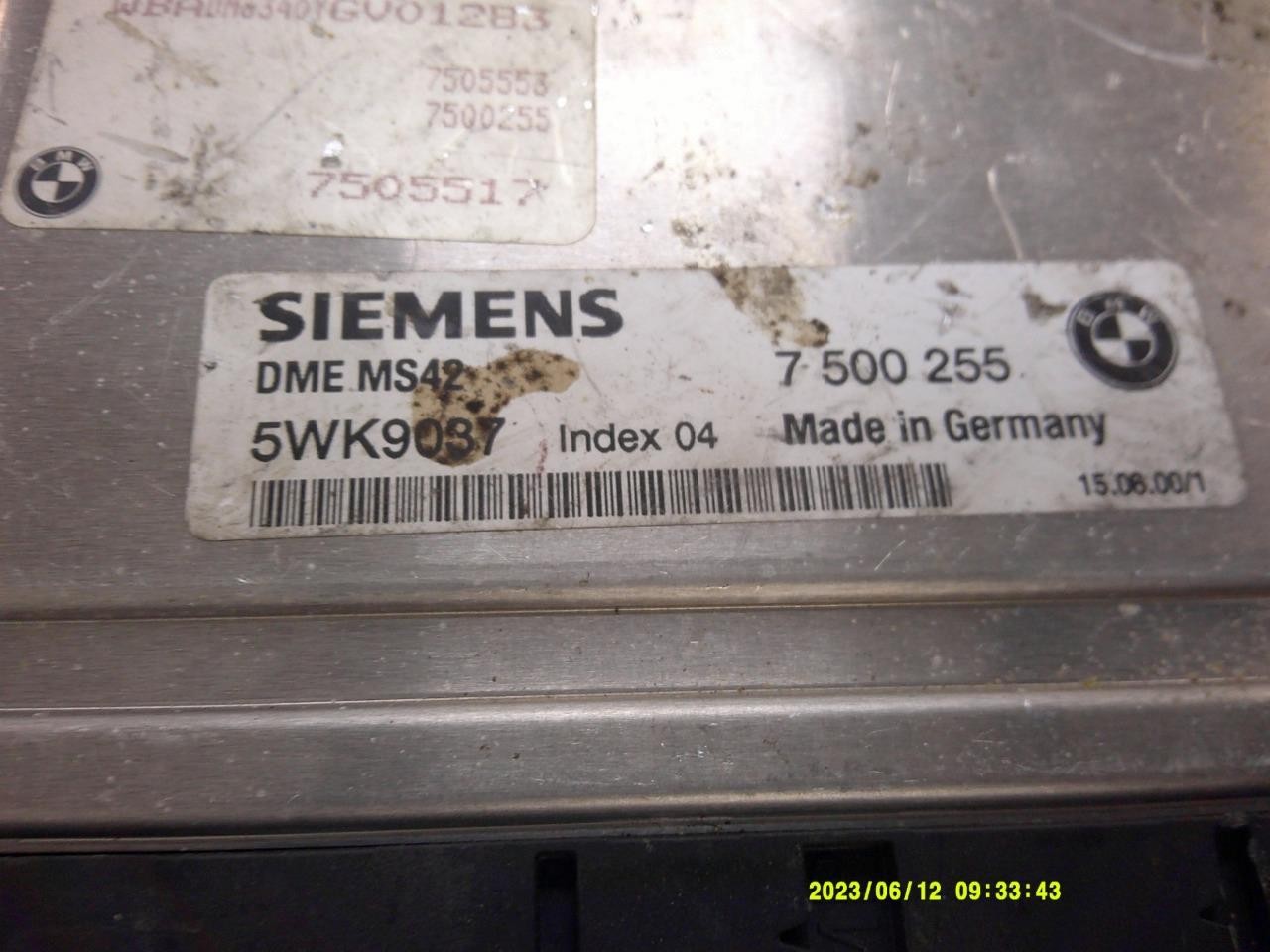 ENGINE COMPUTER BMW 323i 1999 2000 7500255 ECM PCM ECU OEM