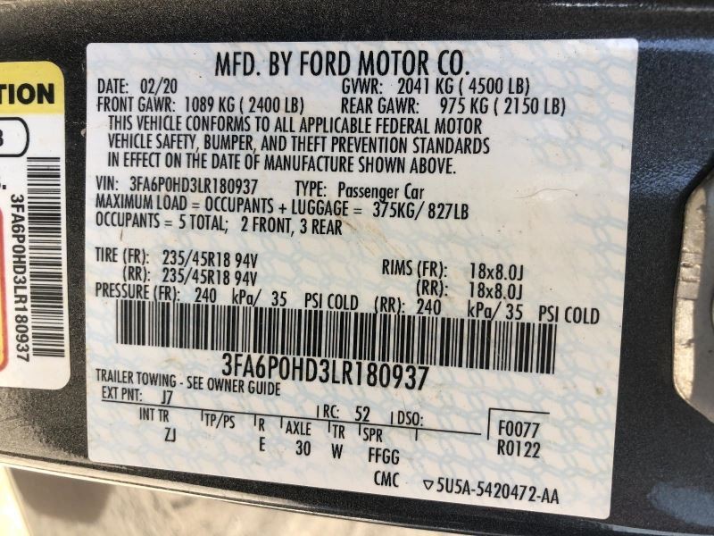 2020 FORD FUSION ECM Electronic Engine Computer Control Module 1.5L 992069