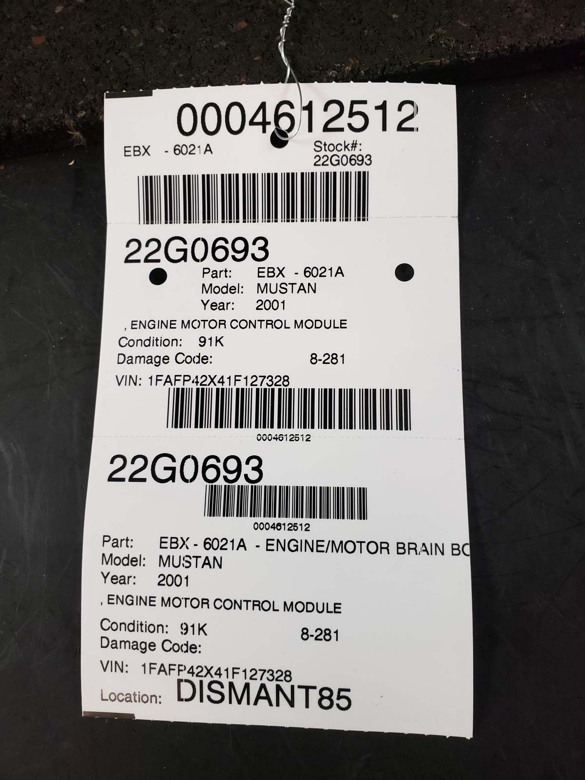 2001 MUSTANG GT 4.6 ENGINE MOTOR CONTROL MODULE COMPUTER ECM ECU ID 1R3F12A650LB