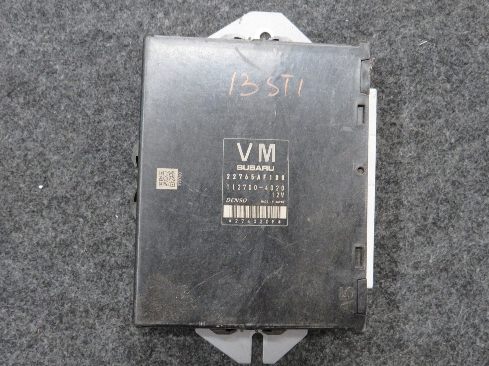 2013 SUBARU WRX STI 2.5L MANUAL ENGINE CONTROL MODULE ECM 22765AF180