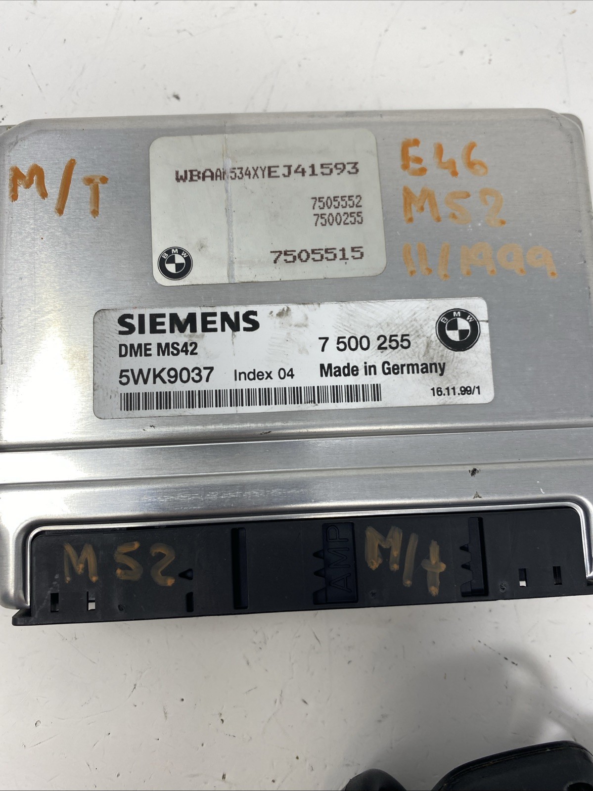 BMW E46 M52 M/T ENGINE COMPUTER DME EWS KEY SET 99-00 7500255