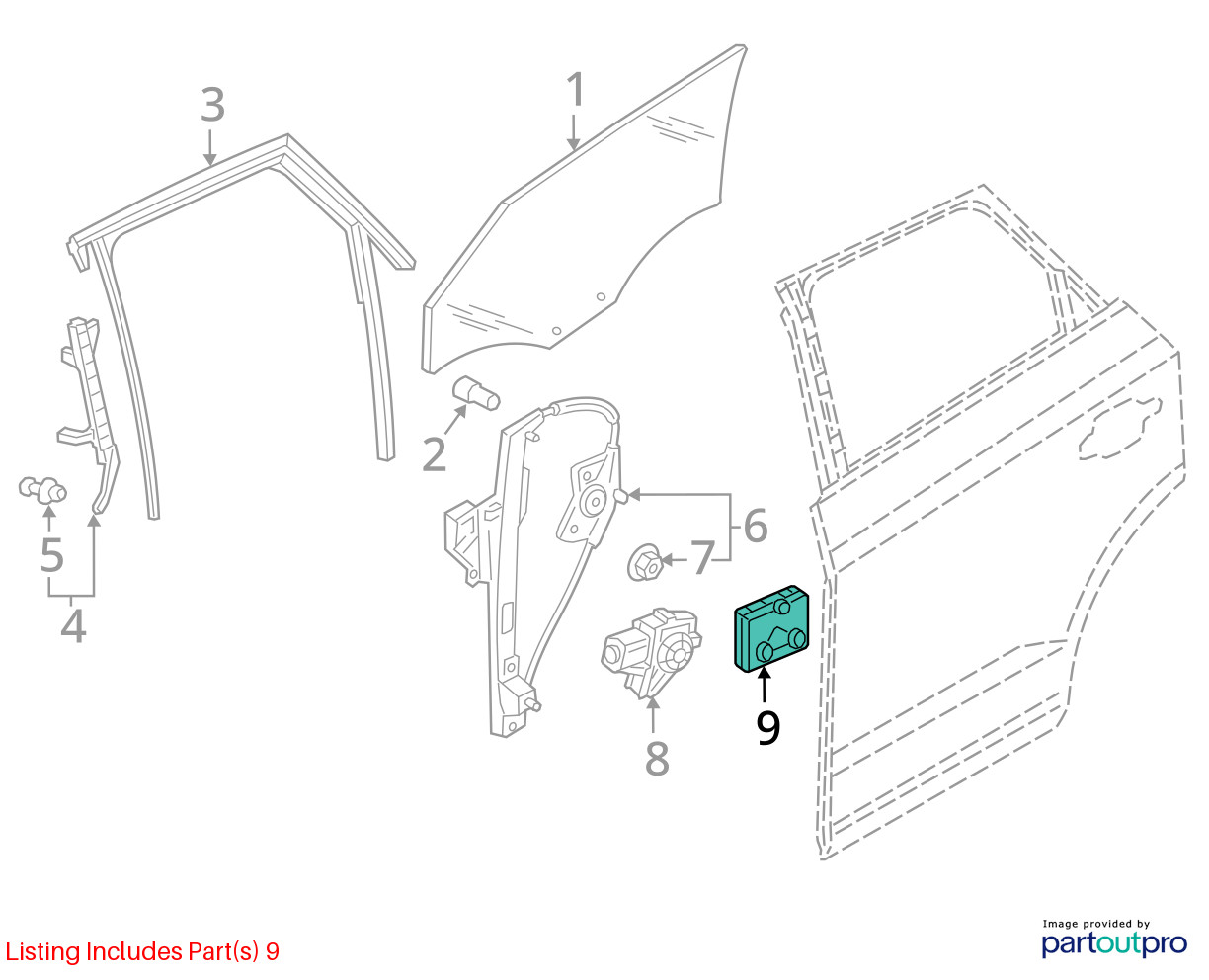 REAR RIGHT/LEFT SIDE DOOR WINDOW CONTROL MODULE ASSEMBLY OEM 90K 15-18 AUDI Q3