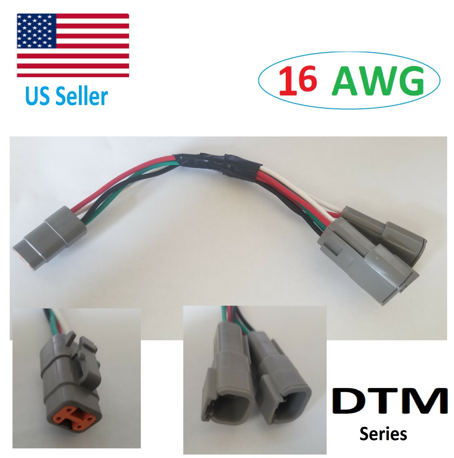 1pc Y-split female 4 Port DTM-4 to two male 4 Port DTM-4 Cable for CAN HUB