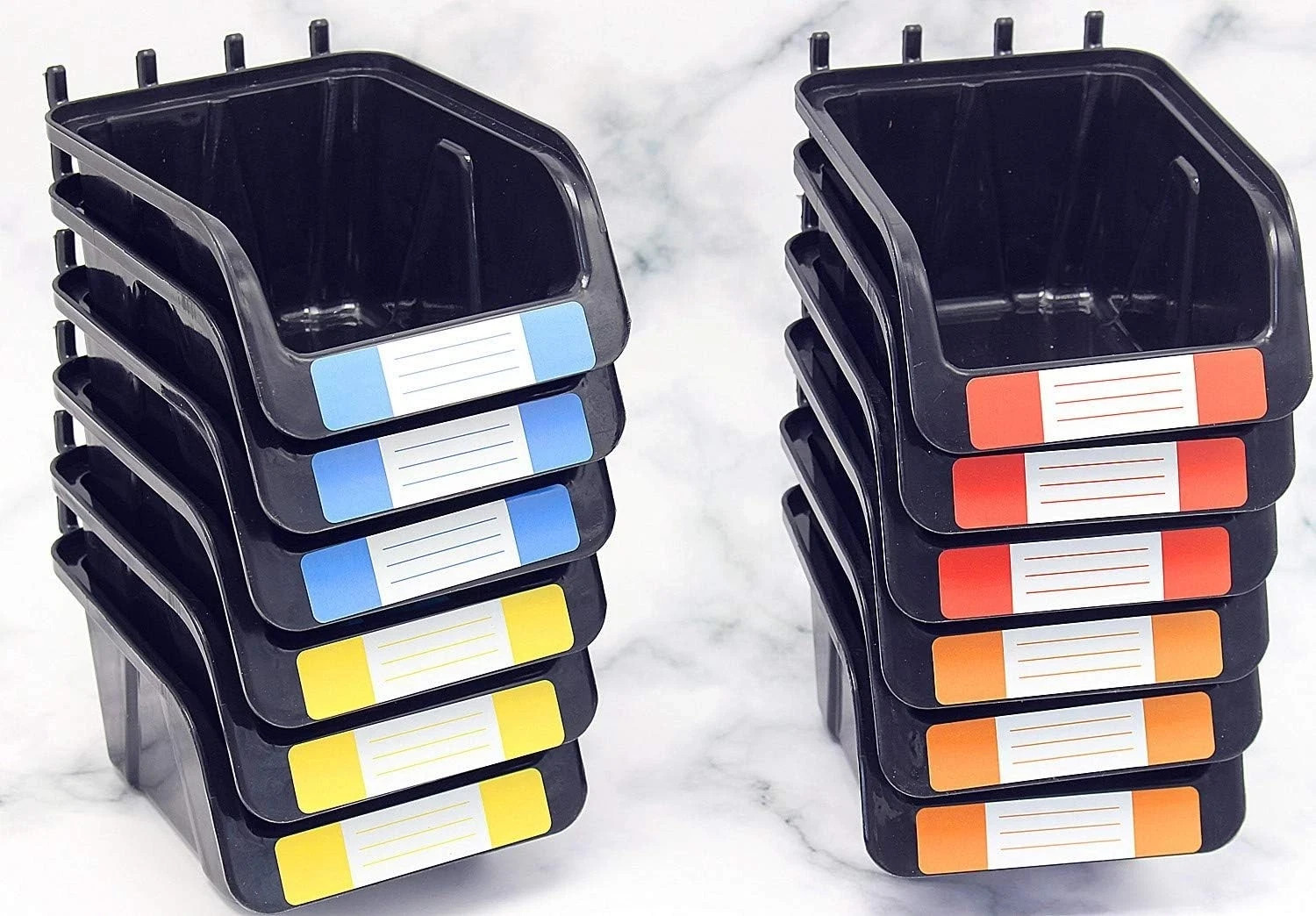 12 Pack Pegboard Storage Bins Organizer Tool Parts Containers Black Plastic