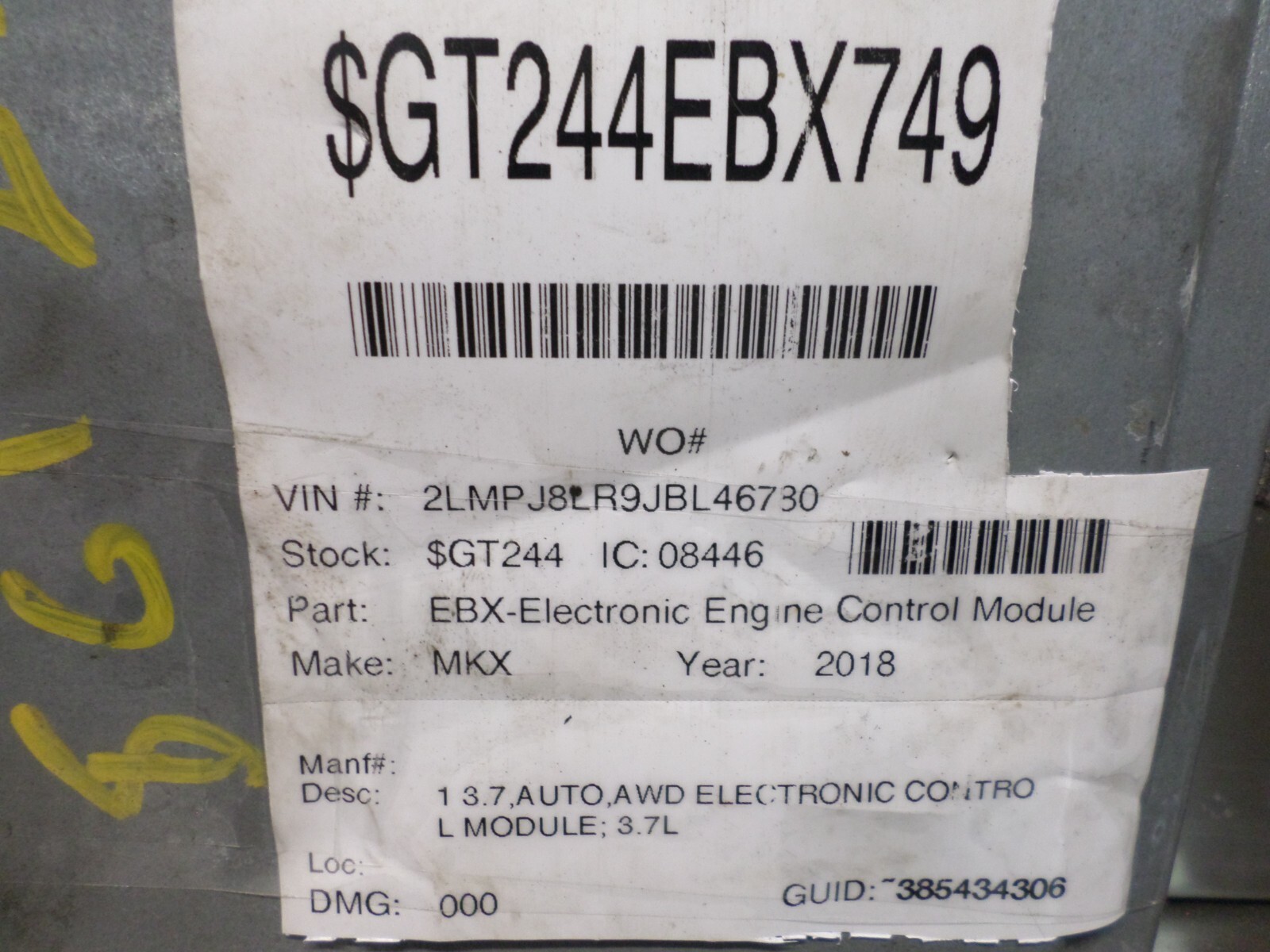 2016-2018 Lincoln MKX 3.7L Engine Control Module ECM PCM OEM G2GA-012A650-CBA *J