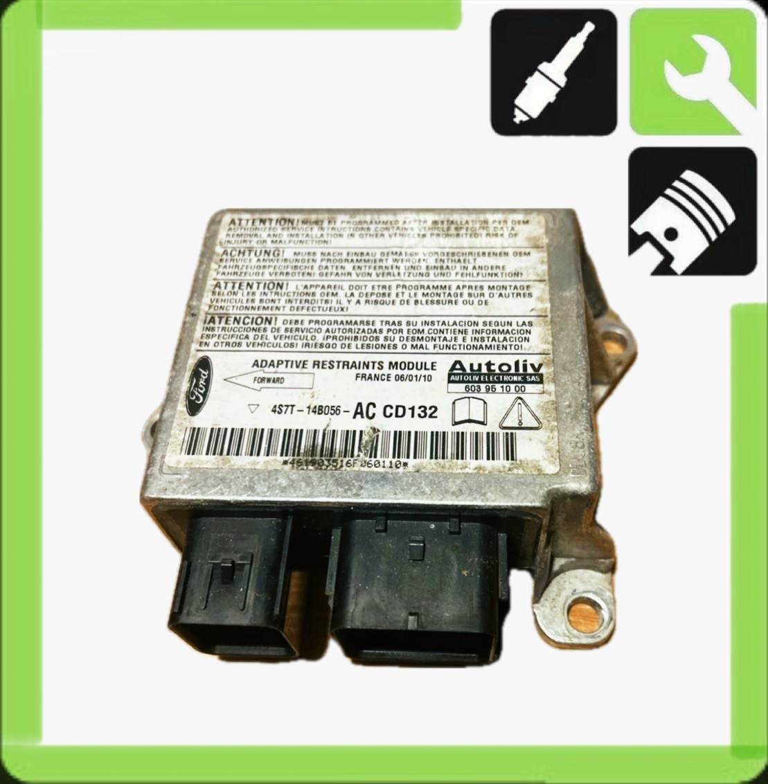 Ford Mondeo SRS Control Unit Module ECU 2000-2007 MK3 OEM 4S7T-14B056-AC