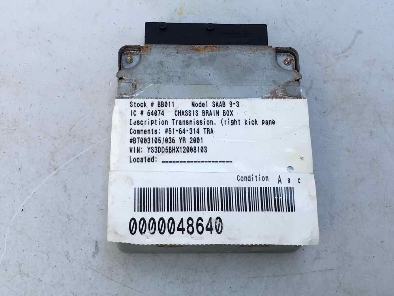 01 SAAB 9-3 Chassis Brain Box