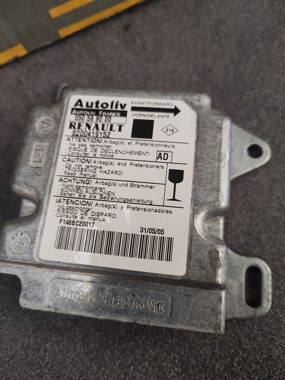Renault MEGANE SCENIC control unit control unit Autoliv 8200419152