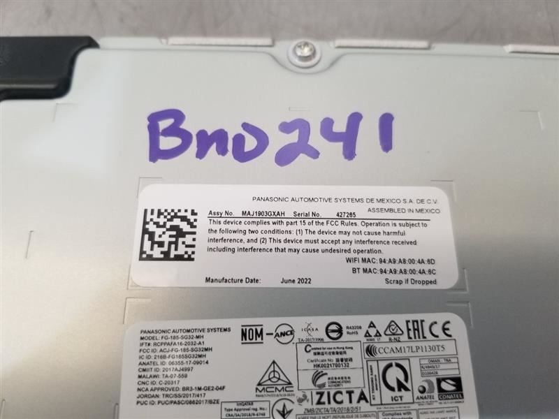 22 2022 FORD EXPLORER SYNC COMMUNICATION CONTROL MODULE LB5T14G371MBS