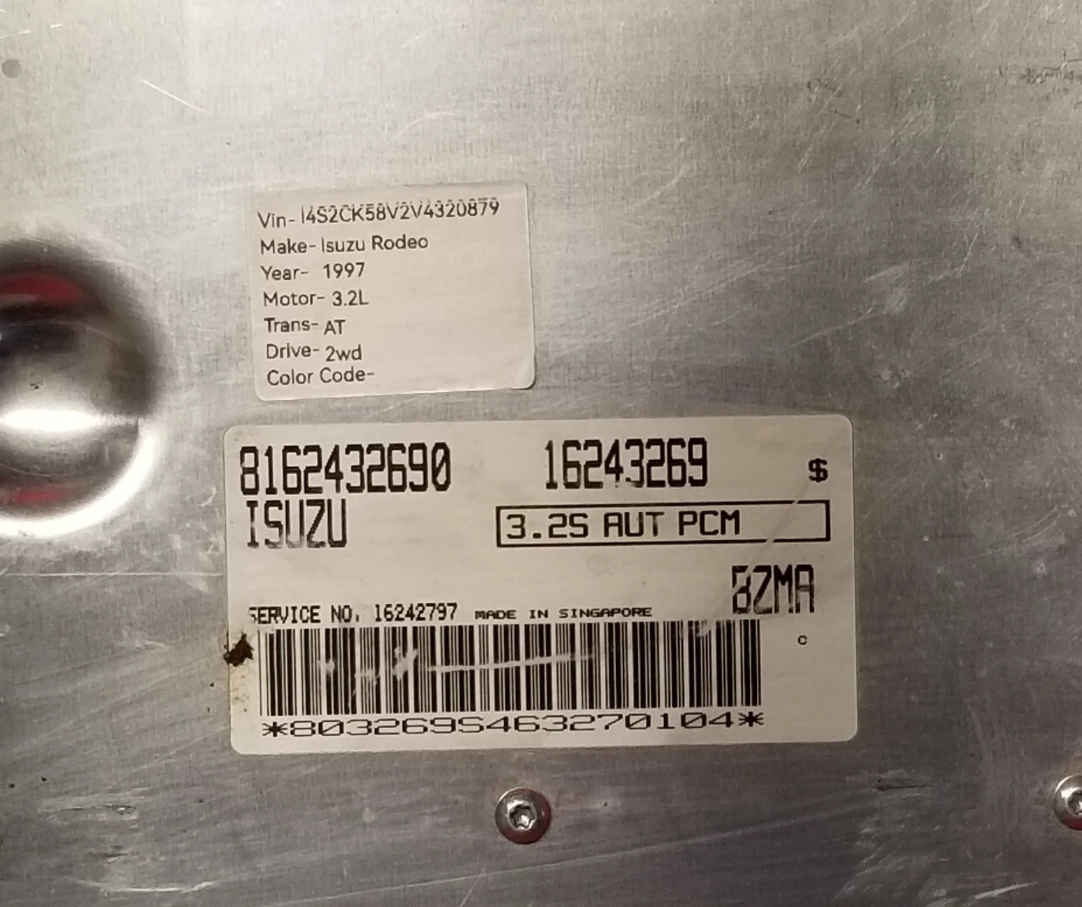 1997 Isuzu Rodeo 8162432790 PCM ECM ECU Control Module 16243269