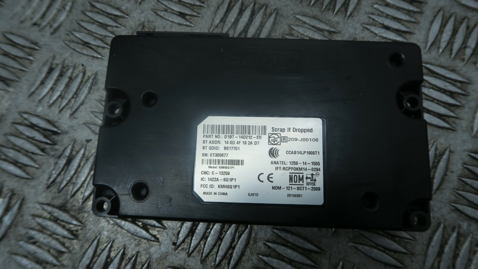 2015 FORD FIESTA ST 1.0 PETROL MK7 BLUETOOTH MODULE D1BT-14D212-ED REF11272