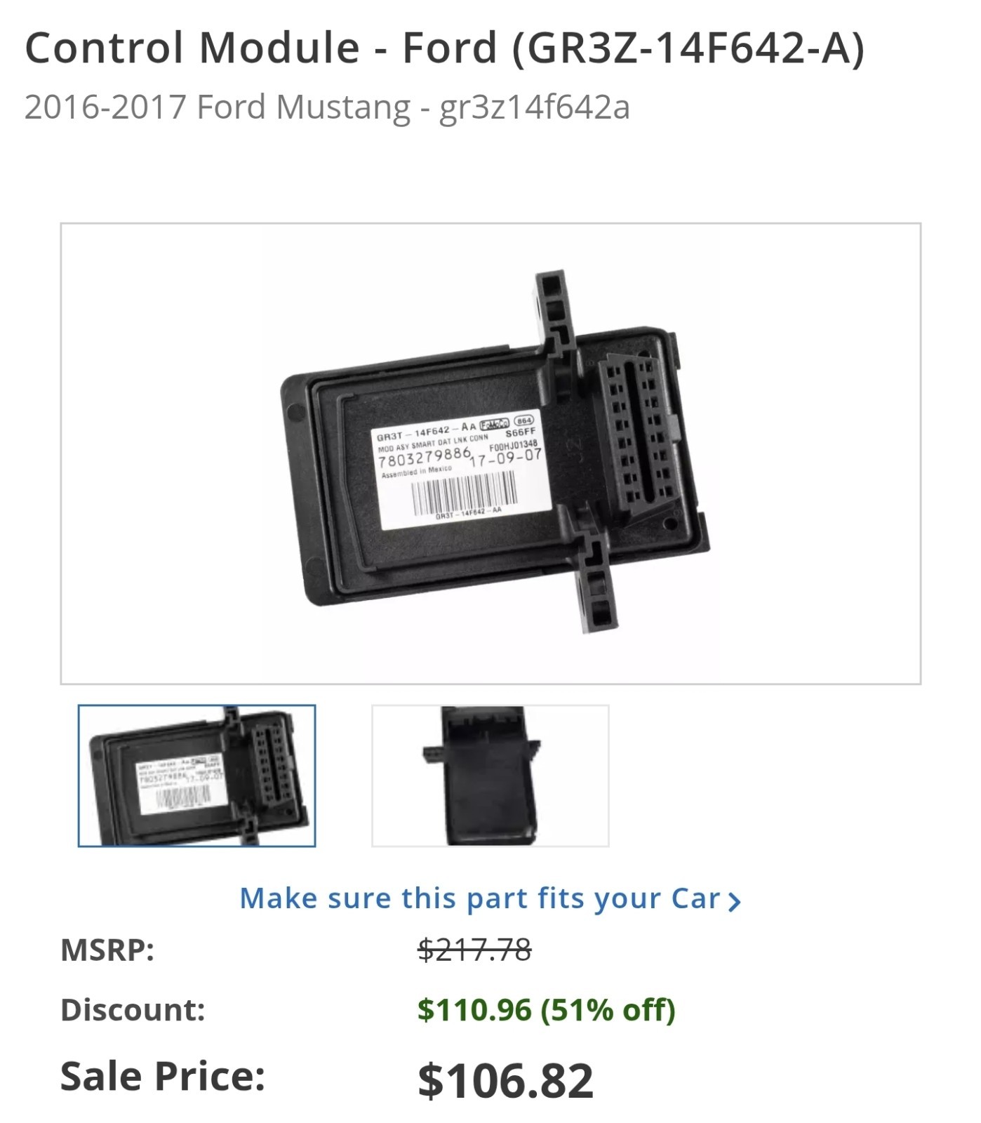 18-23 Genuine Ford Mustang Smart Data Link Computer Control Module JR3Z-14F642-A