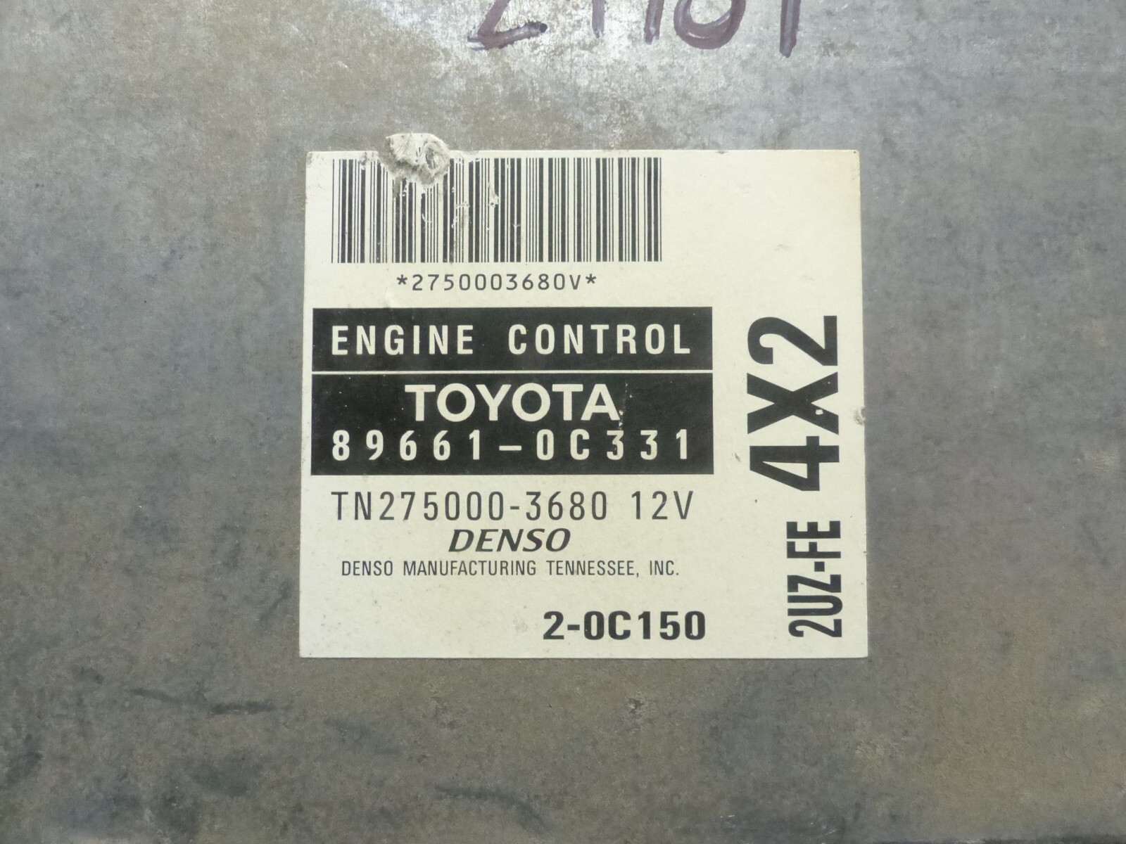 01-02 TOYOTA TUNDRA 8CYL 4X2 CALIF ECU ECM COMPUTER 89661-0C331