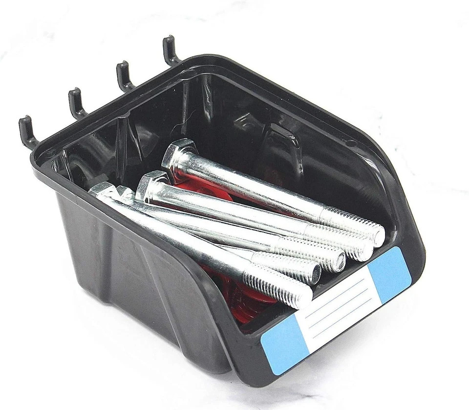 12 Pack Pegboard Storage Bins Organizer Tool Parts Containers Black Plastic