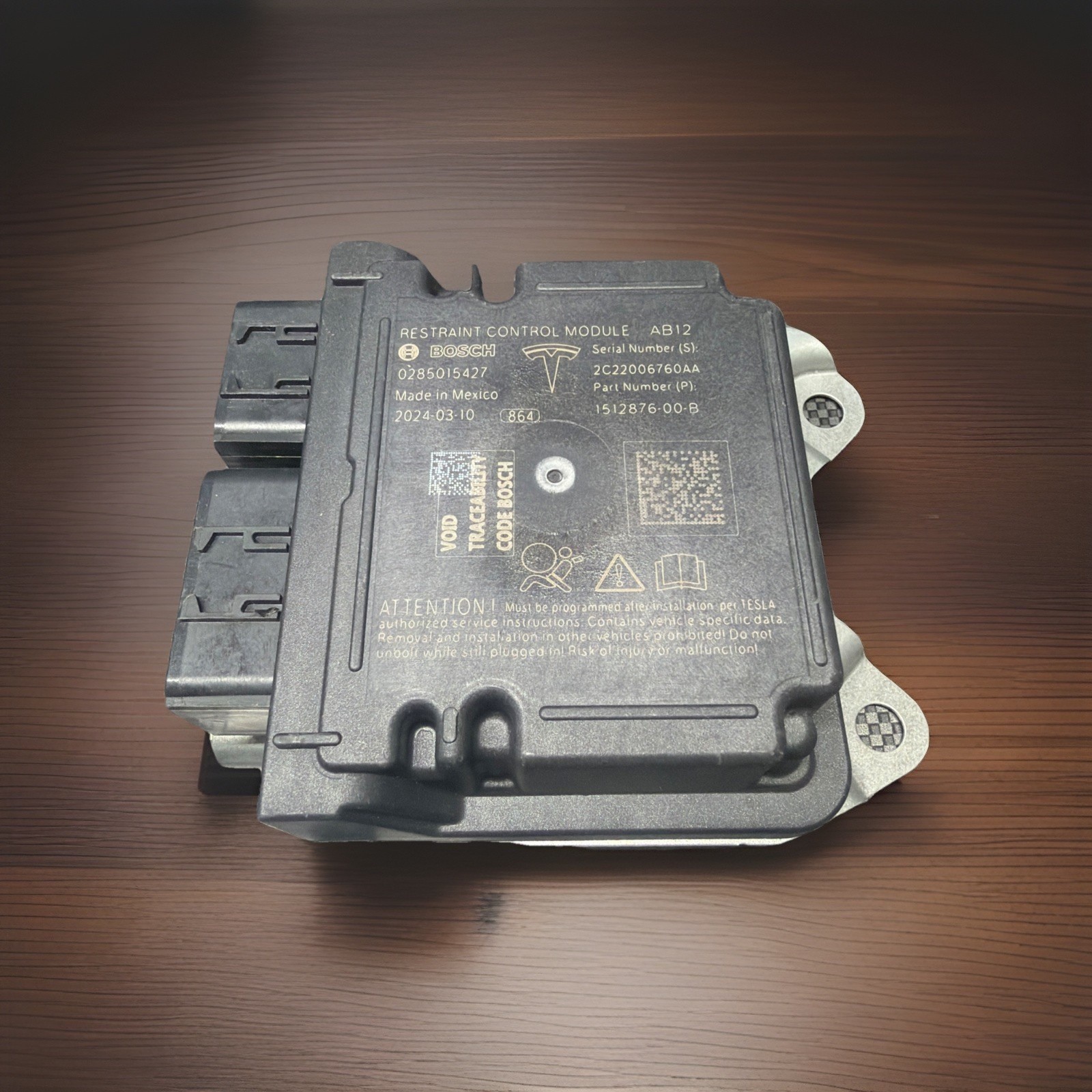 TESLA MODEL 3 Y S X RESTRAINT DIAGNOSTIC COMPUTER MODULE SRS CONTROL 1512876-00B