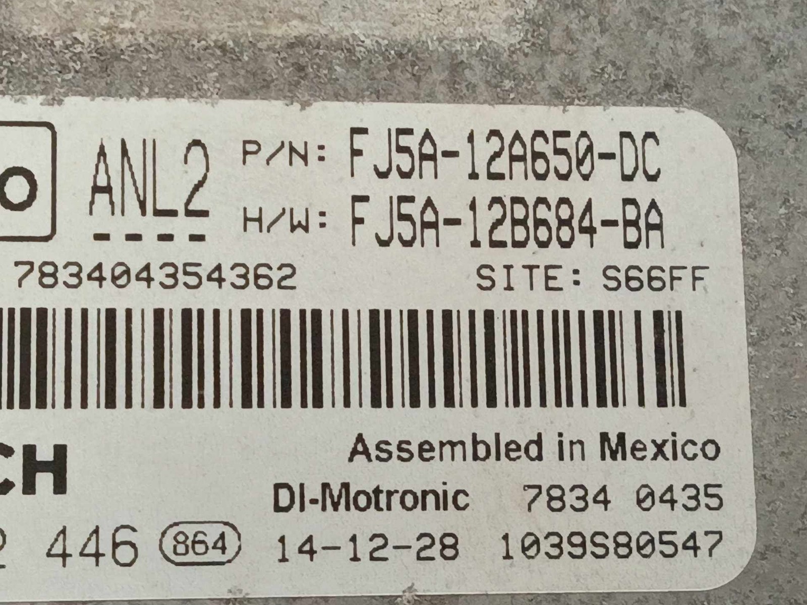 2015-2016 Ford Escape ~ Engine Control Module ECM ECU #FJ5A-12B684-BA
