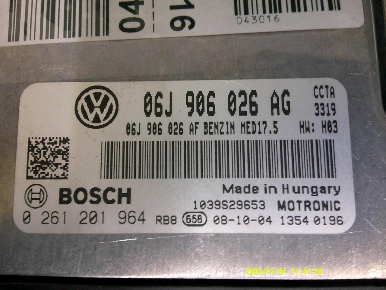 ENGINE COMPUTER VOLKSWAGEN PASSAT 2008 06J906026AG 0261201964 2.0L ECM OEM