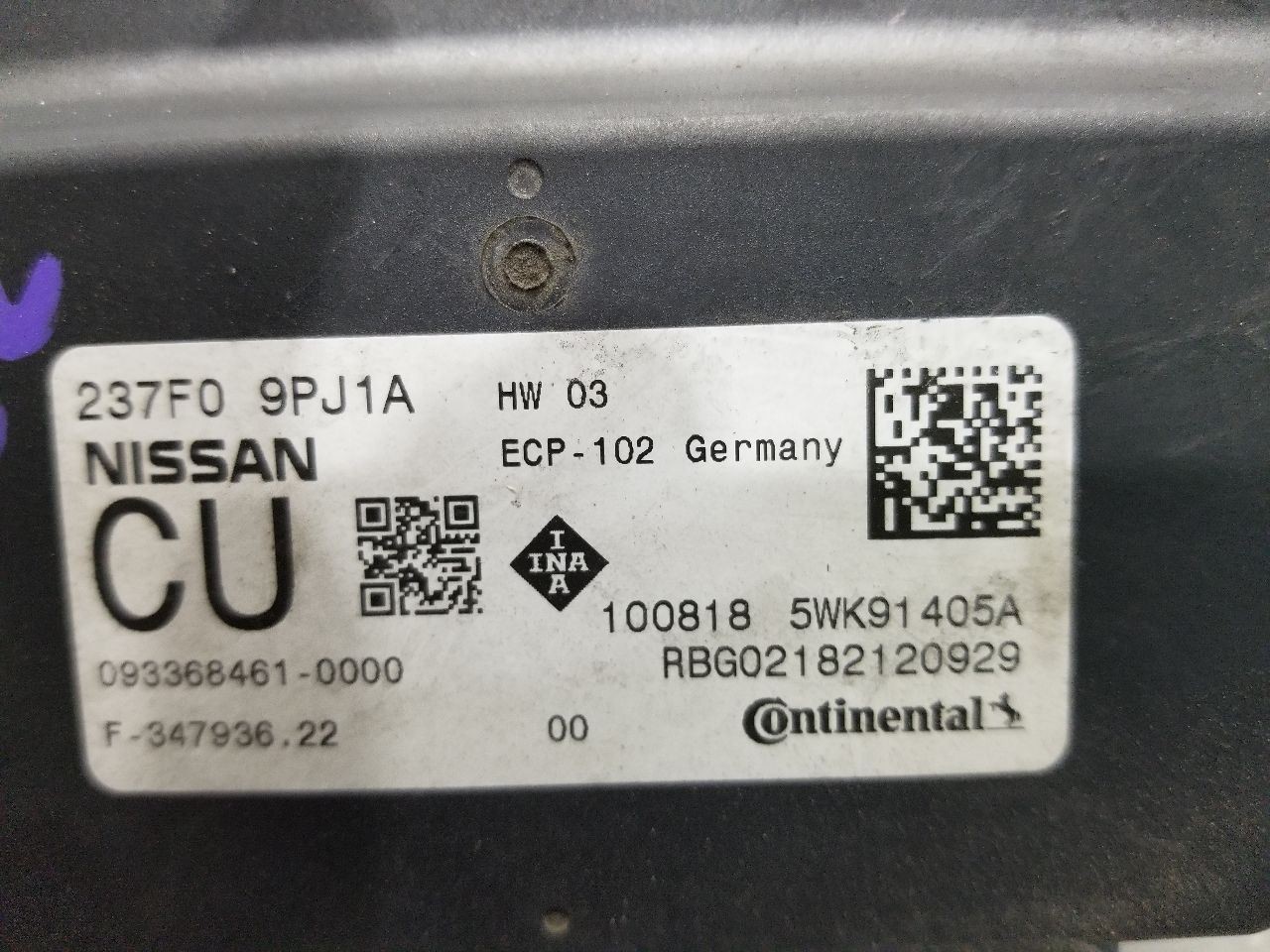 19 2019 INFINITI QX60 VALVE CONTROL MODULE 237F09PJ1A