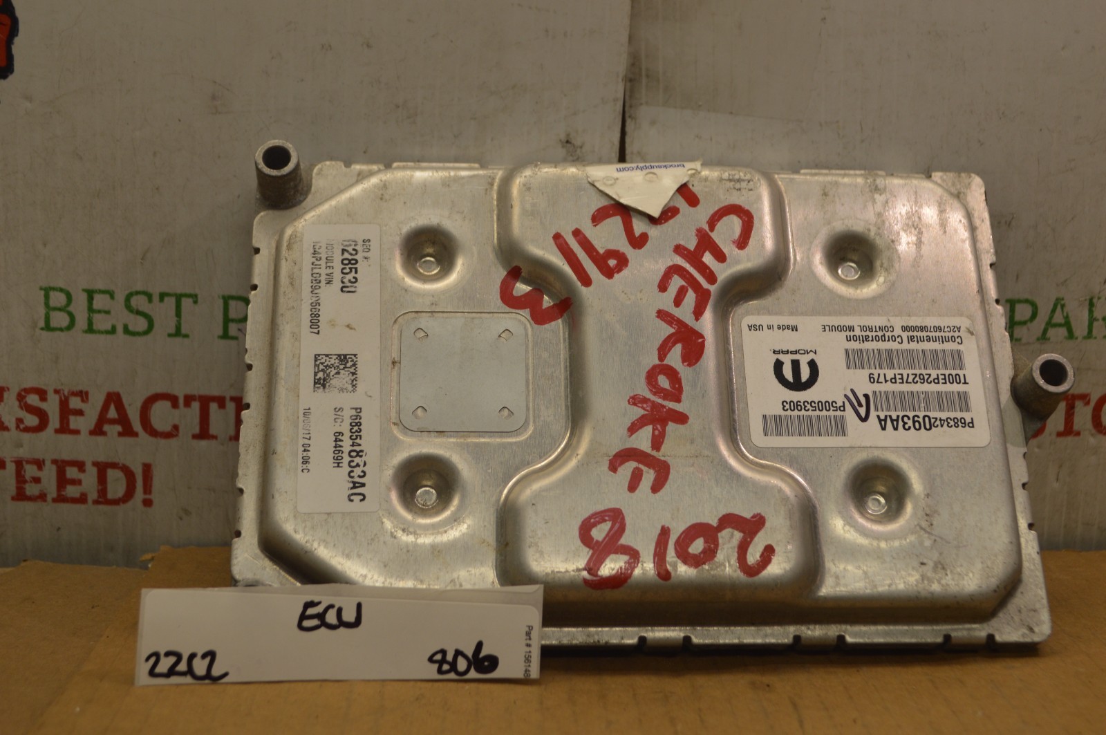 2016-18 Jeep Cherokee ECU P68342093AA Engine Control Unit Module 806-22c2