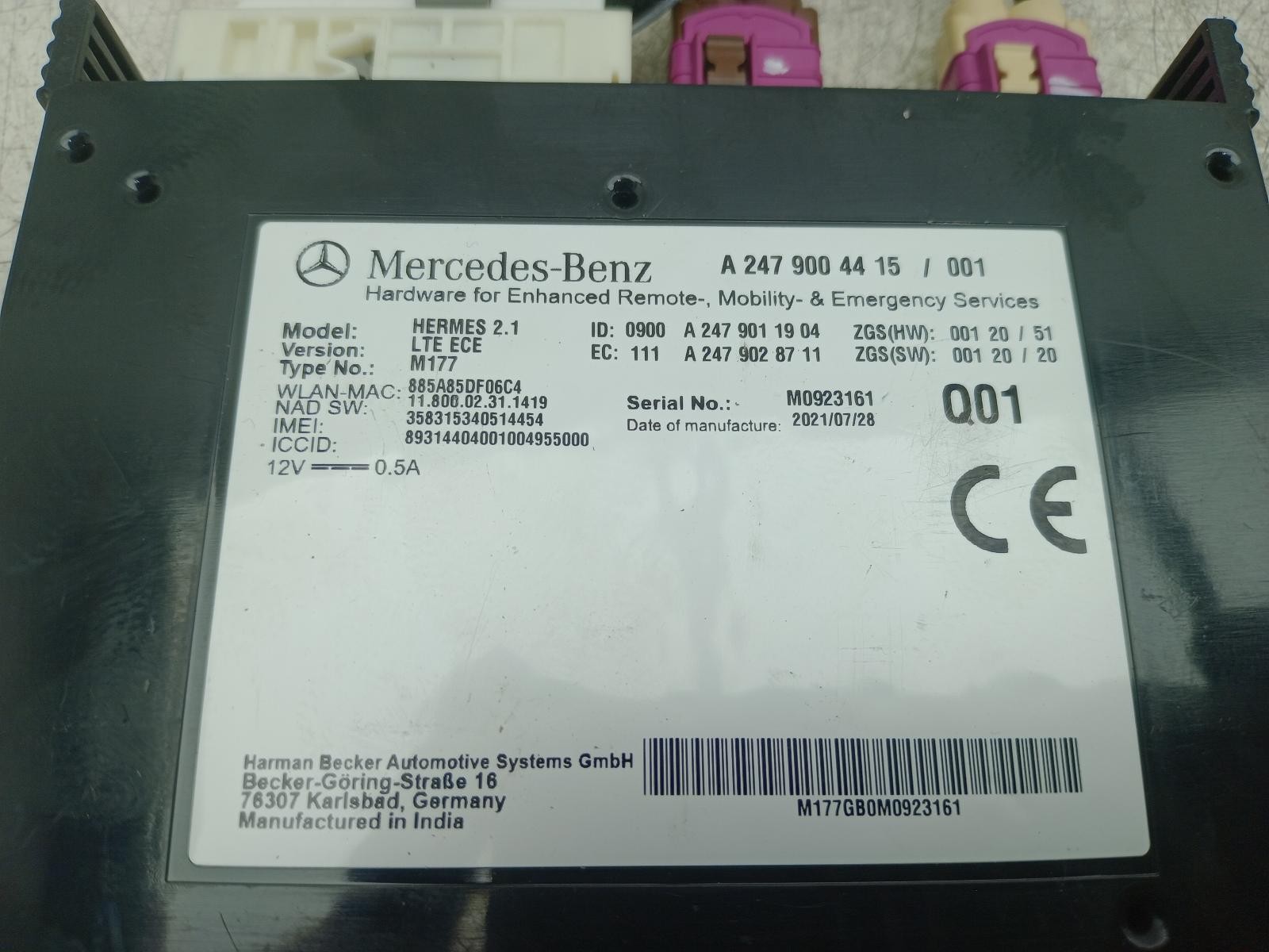 MERCEDES GLA CLASS COMMUNICATION CONTROL MODULE ECU A2479004415 H247 2020 – 2025