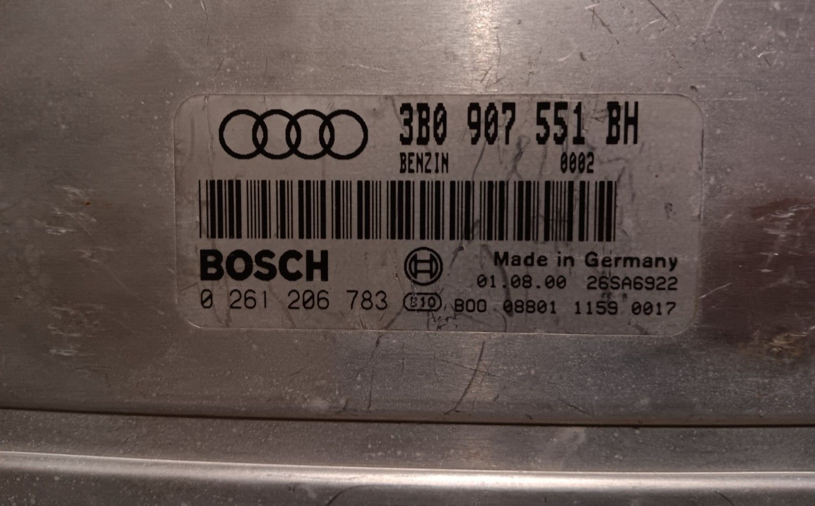 2001 AUDI A6 2.8L ENGINE CONTROL UNIT ECM ECU CM 3B0 907 551 BH 0 261 206 783 OE
