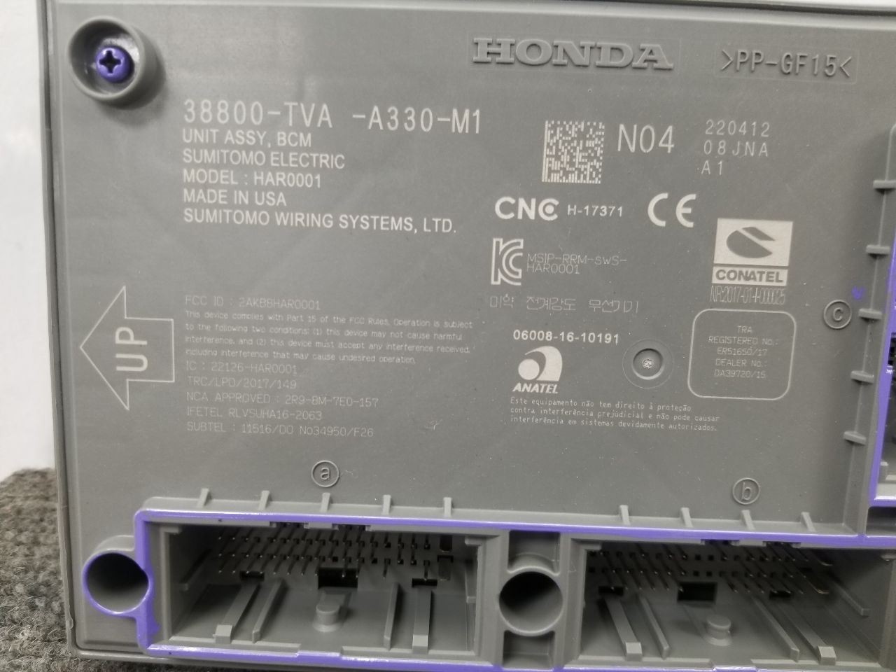 22 HONDA ACCORD TURBO TOURING FWD 2.0L BODY CONTROL MODULE 38800TVAA330 OEM