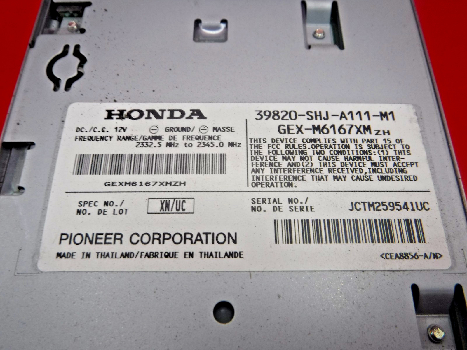 2005-2007 Honda Odyssey XM Satellite Receiver Control Module Computer OEM TESTED