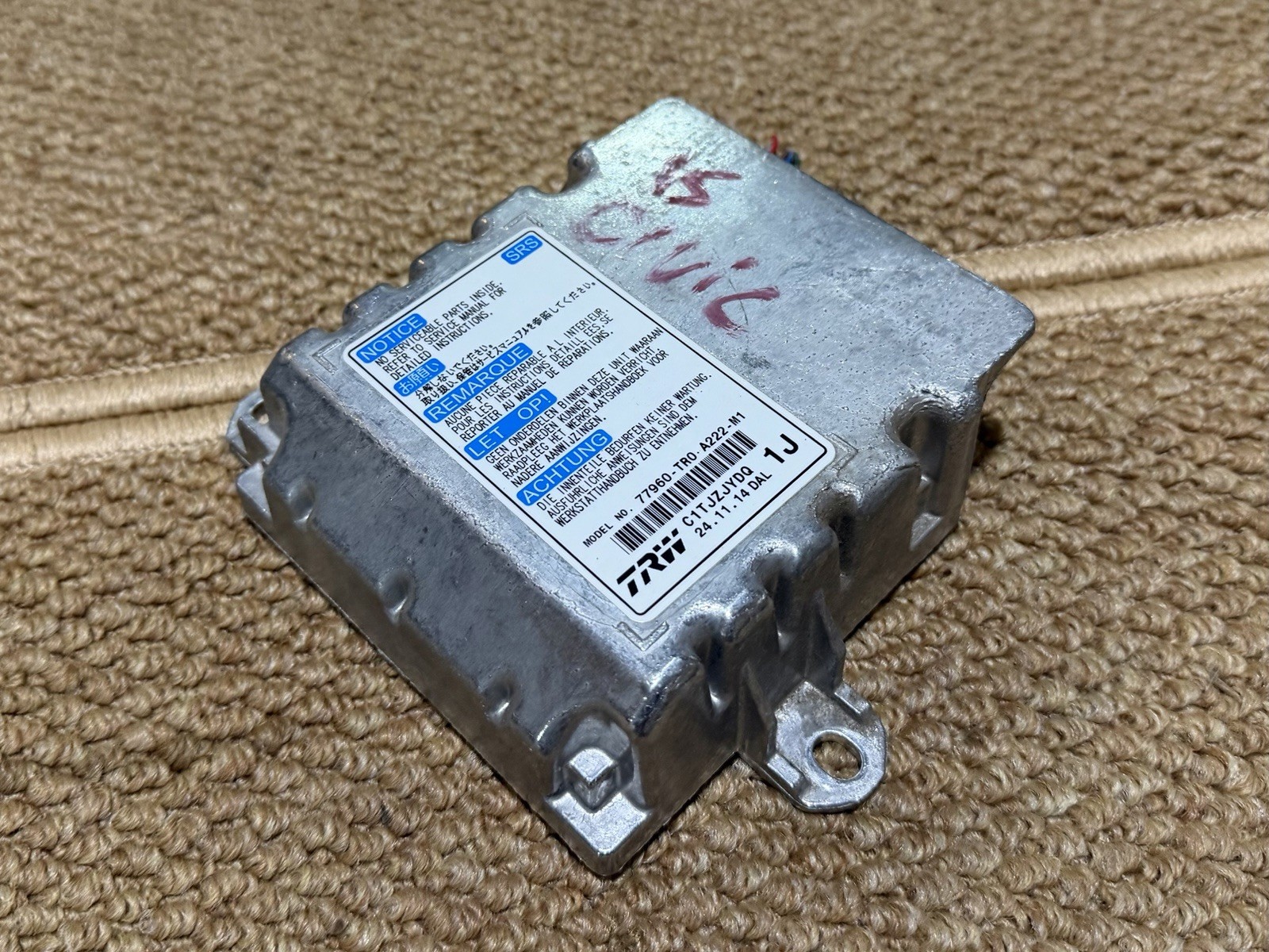 2014-2015 Honda Civic Control Module 77960-TR0-A222-M1 OEM Used