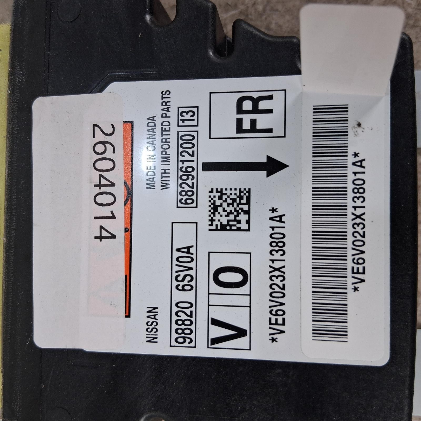 2024 Infiniti QX60 SRS Airbg Center Control Module 98820-6SV0A Used