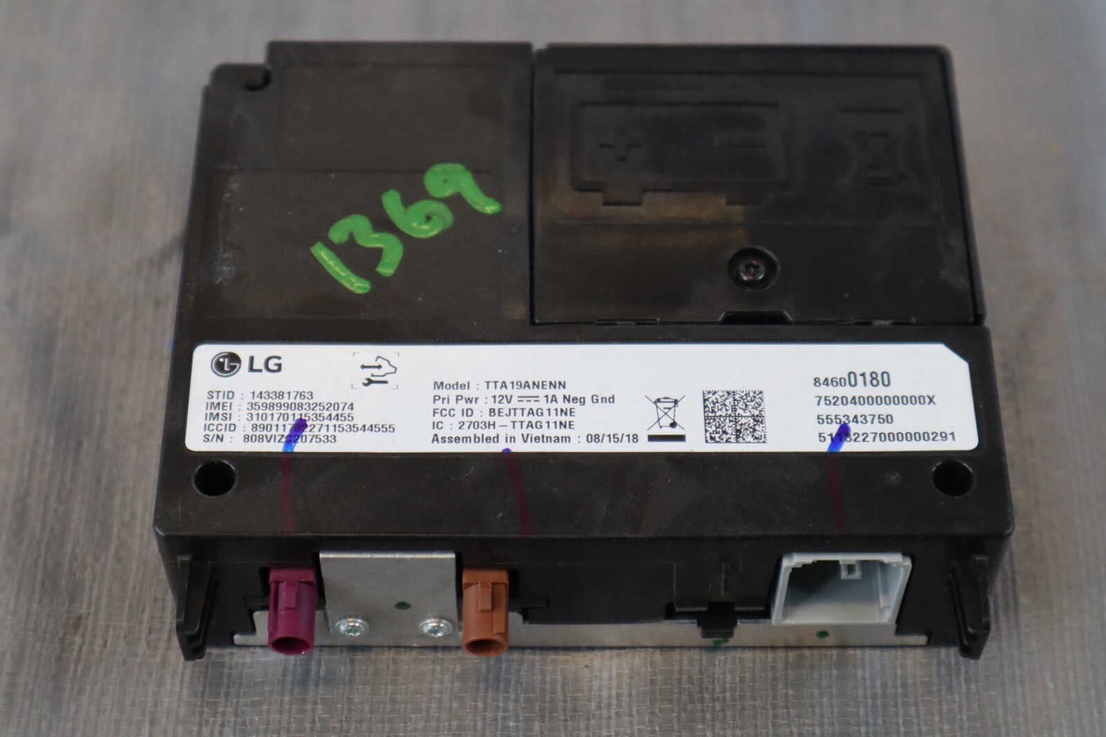 2019 CHEVROLET CAMARO ZL1 LT4 6.2L OEM ONSTAR COMMUNICATION MODULE #1369