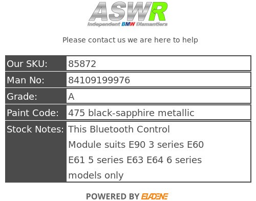 BMW Bluetooth Control Module E90 E60 E63 E64 3 5 6 SERIES 84109199976