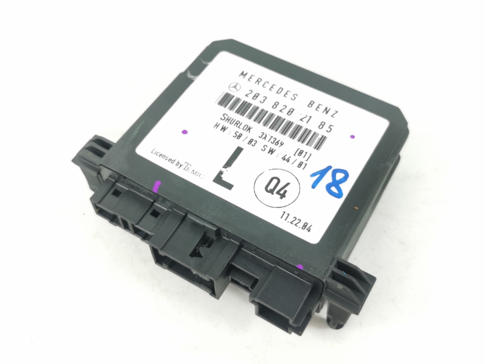 DOOR CONTROL UNIT W203 2038202185 2005 MERCEDES BENZ C CLASS N/S/R REAR LEFT
