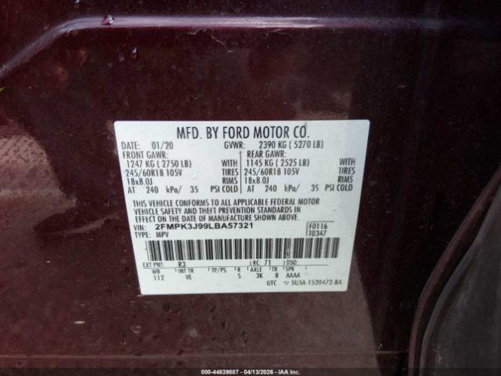 2015-2024 FORD EDGE LF Window Regulator Left