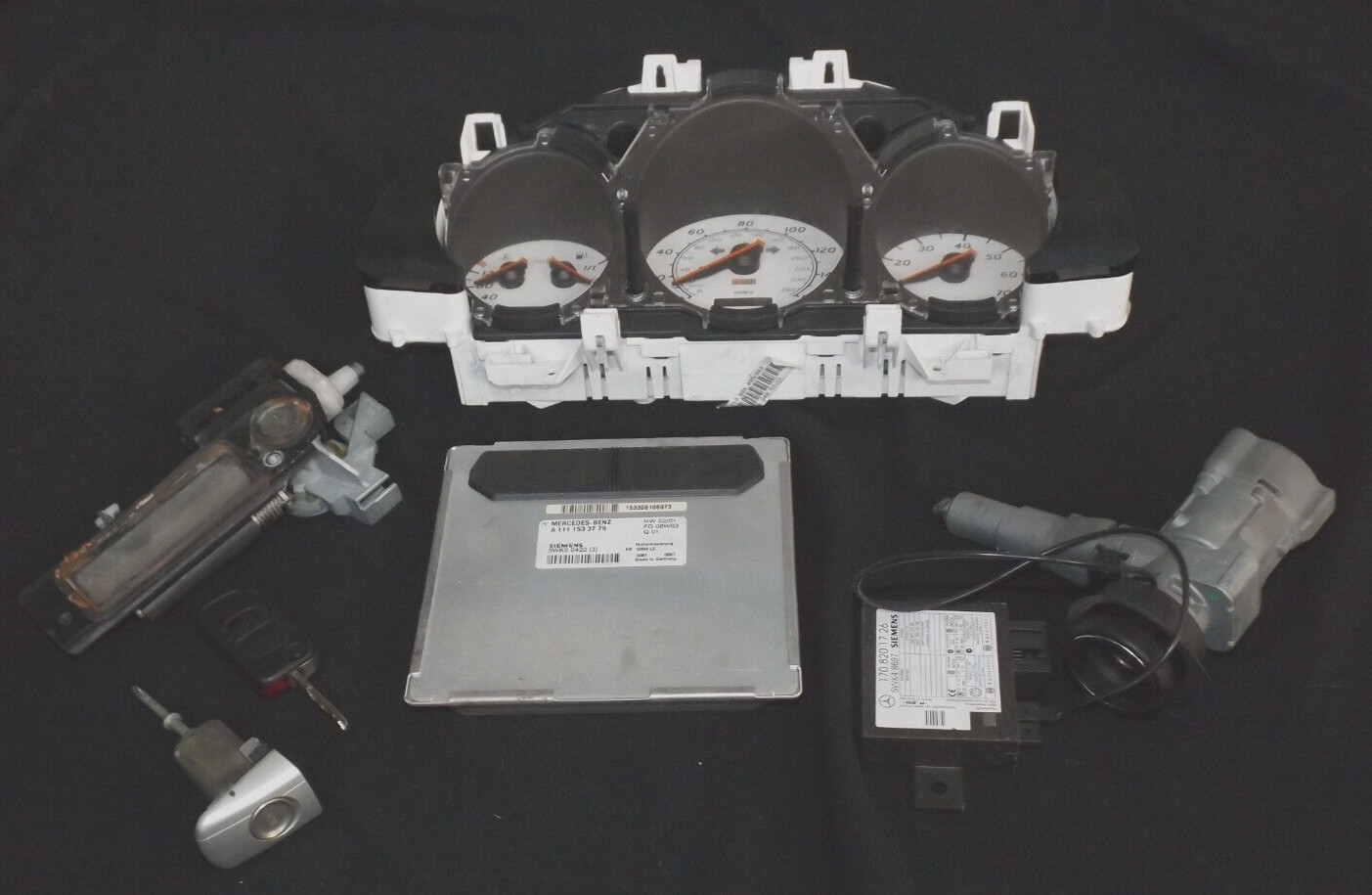 MERCEDES SLK R170 ECU A1111533779 SPEEDO IGNITION IMMOBILISER DOOR BOOT LOCK KEY